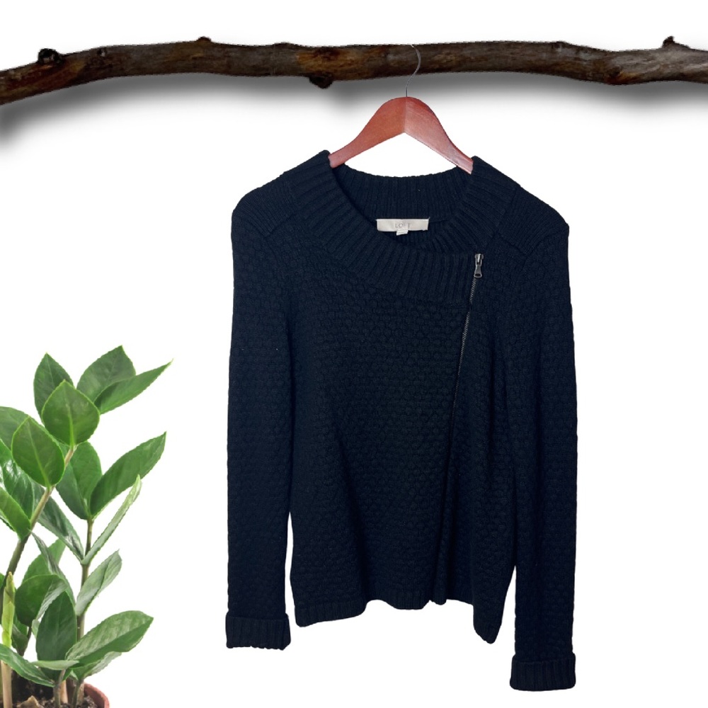 Loft Zippered Sweater, Black - S